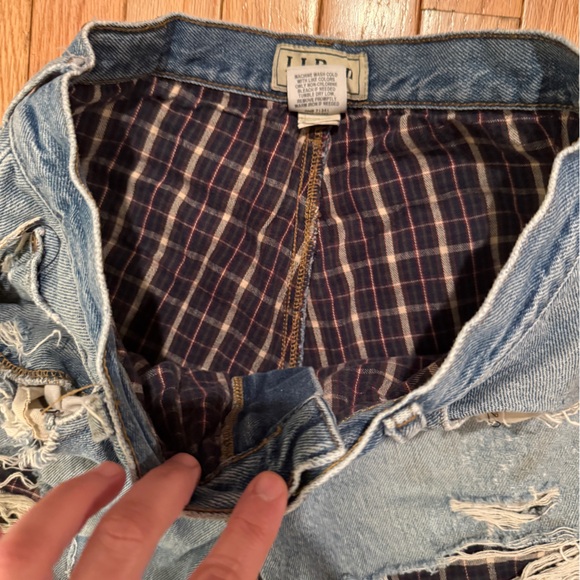VTG L.L. Bean Distressed Stained Faded Patched Worn Thrash Flannel lined Jeans - Picture 6 of 10